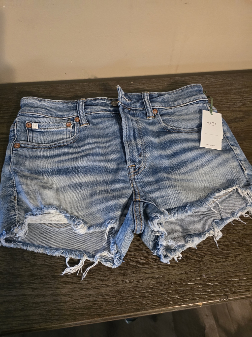 American Eagle Outfitters Light Blue Distressed Jean Shorts